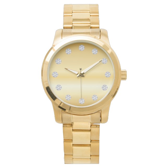 Elegantes Gold-Gesicht und Diamanten Armbanduhr (Vorderseite)