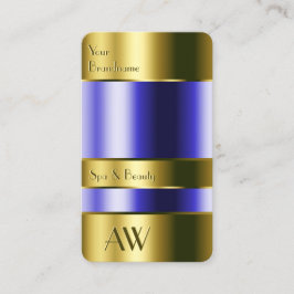 Elegantes Gold Glas Optic Blue Fluids 3D Monogram Visitenkarte