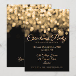 Elegantes Gold Glimmerlicht Weihnachts-Party Einladung