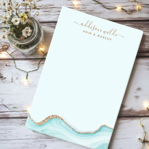 Elegantes Gold Glitter Blaues Marmor Achat Modern Post-it Klebezettel