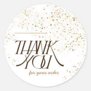 Elegantes Gold Glitter Danke für Ihre Bestellung G Runder Aufkleber