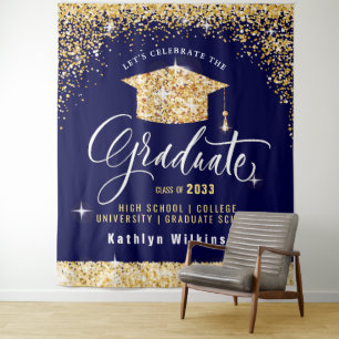 Elegantes Gold Glitter Funkelndes Abschlussfoto Wandteppich