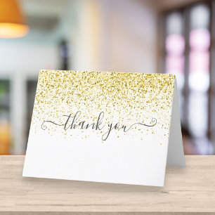 Elegantes Gold-Glitter-Script Dankeskarte