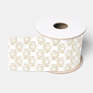 Elegantes Gold-Glitter-Tiger-Print-Weiß-Design Ripsband