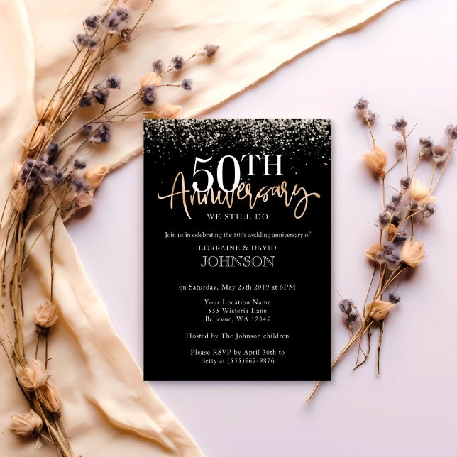 Elegantes Gold Glitzer 50-jähriges Party Einladung (Von Creator hochgeladen)