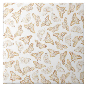Elegantes Gold Glitzer Butterfly Glam Design Fliese
