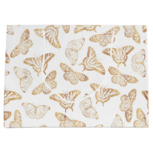 Elegantes Gold Glitzer Butterfly Glam Design Große Geschenktüte