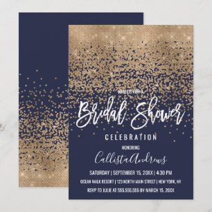Elegantes Gold Glitzer Confetti Brautparty Einladung