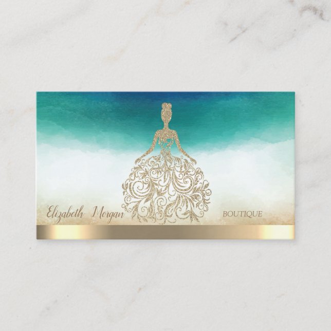Elegantes Gold Glitzer Dress Visitenkarte (Vorderseite)