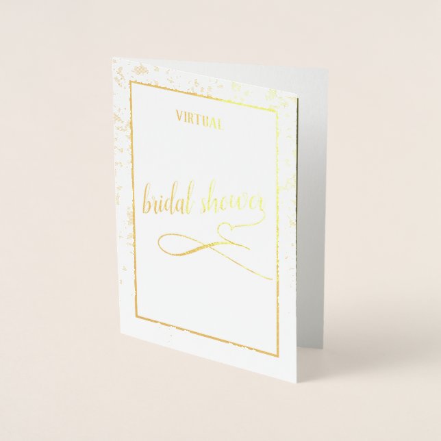 Elegantes Gold Glitzer Funkelnd virtuelles Brautpa Folienkarte (Vorderseite)