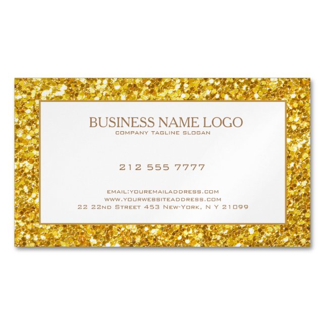 Elegantes Gold Glitzer Glitzern Muster Magnetische Visitenkarte (Vorderseite)