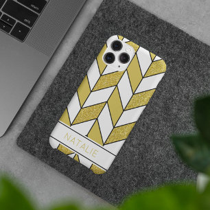 Elegantes Gold Glitzer Herringbone Zickzack Muster Case-Mate iPhone Hülle