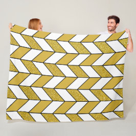 Elegantes Gold Glitzer Herringbone Zickzack Muster Fleecedecke