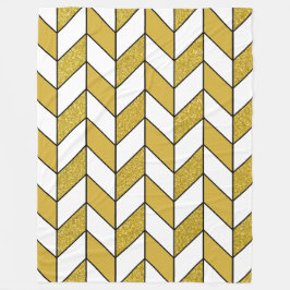 Elegantes Gold Glitzer Herringbone Zickzack Muster Fleecedecke
