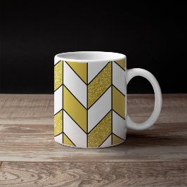 Elegantes Gold Glitzer Herringbone Zickzack Muster Kaffeetasse