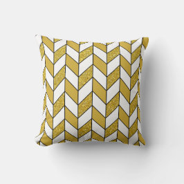 Elegantes Gold Glitzer Herringbone Zickzack Muster Kissen