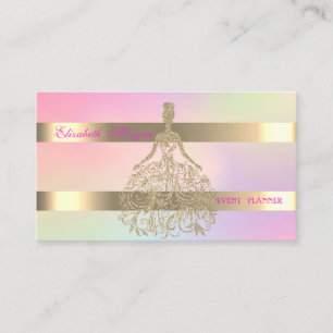 Elegantes Gold Glitzer Kleid, Stripe Holographic Visitenkarte