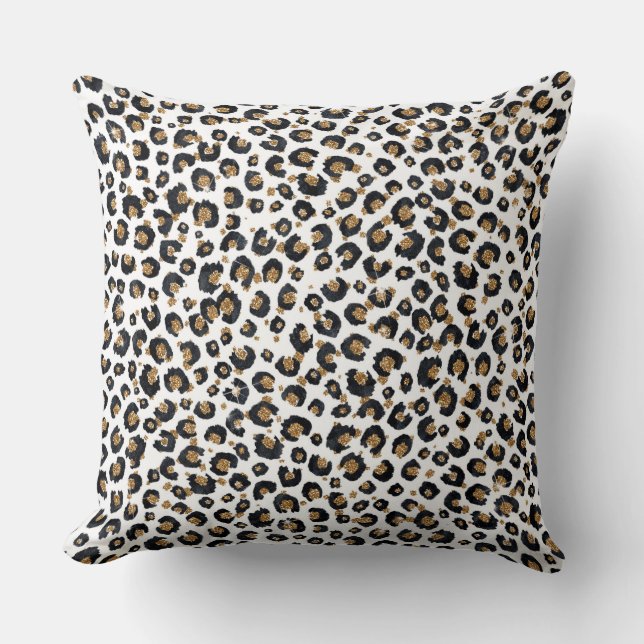 Elegantes Gold Glitzer Leopard Muster Kissen (Vorderseite)
