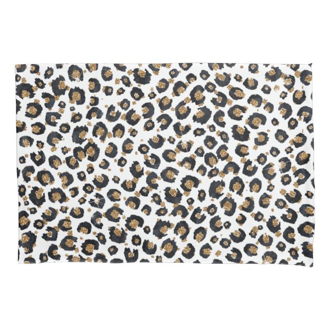 Elegantes Gold Glitzer Leopard Muster Kissenbezug (Vorderseite)