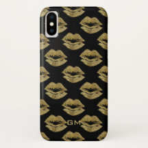 Elegantes Gold Glitzer Lips Muster