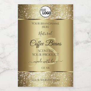 Elegantes Gold Glitzer Monogram Product Labels Log Lebensmitteletikett