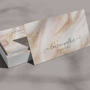 Elegantes Gold Glitzer Satin Makeup and Hair Visitenkarte