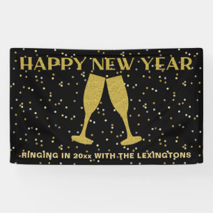 Elegantes Gold Glitzer Sparkle Silvester Party Banner