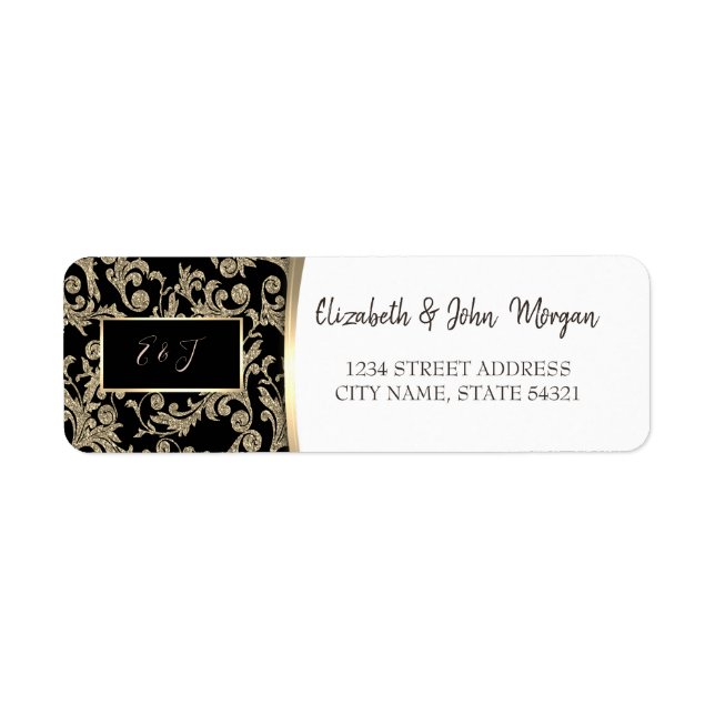 Elegantes Gold Glitzer Wirbel Adressetikett (Vorne)