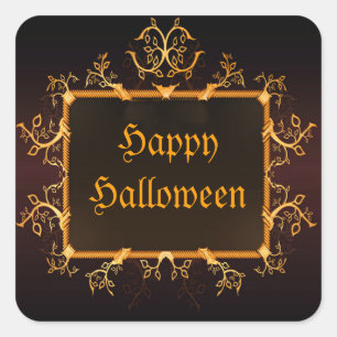 Elegantes Gold Gothic Frame Halloween Quadratischer Aufkleber