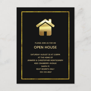 Elegantes Gold Gradient House Symbol Open House Einladungspostkarte