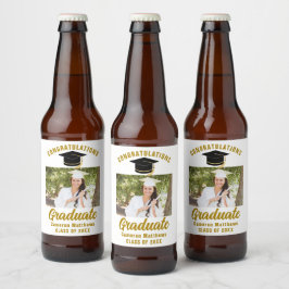 Elegantes Gold Graduation Party Personalisiertes F Bierflaschenetikett
