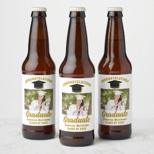 Elegantes Gold Graduation Party Personalisiertes F Bierflaschenetikett