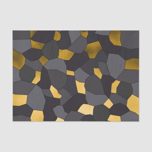 Elegantes Gold, grau und schwarz Mosaik Seidenpapier (Vorderseite)