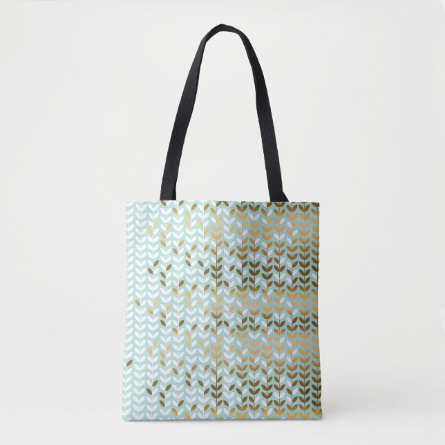 Elegantes Gold Green Leaf Muster Tasche (Vorderseite)