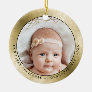 Elegantes Gold Großeltern Erstes Weihnachtsfest F Keramik Ornament