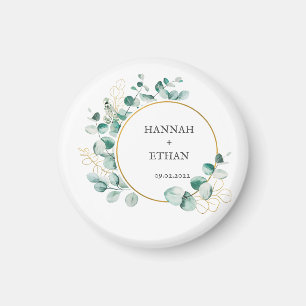 Elegantes Gold Grünzeug Eukalyptus Personalisiert Magnet