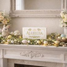 Elegantes Gold-Halleluja-Schild mit Wasserfarben-L