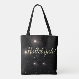 Elegantes Gold 'Hallelujah!' Starry Black Holiday Tasche