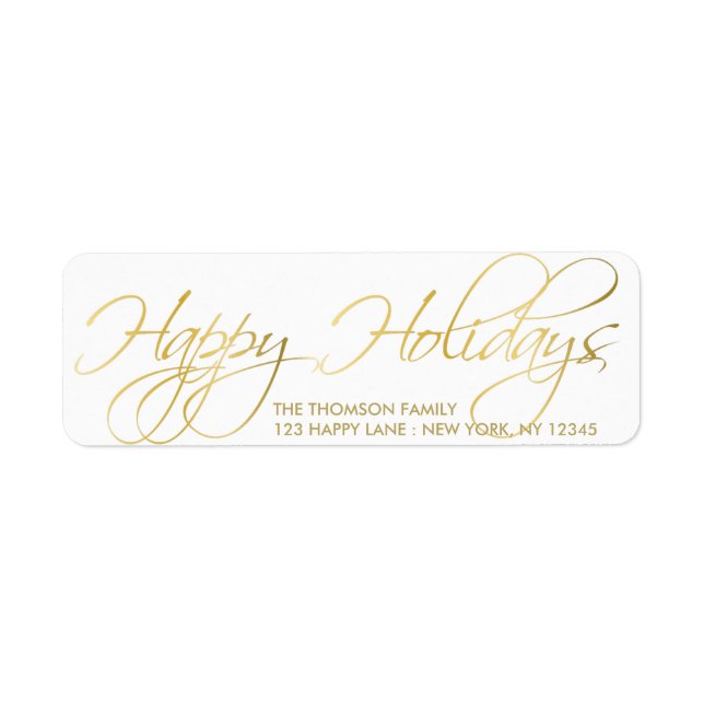 Elegantes Gold Happy Holidays Handschrift Label (Vorne)