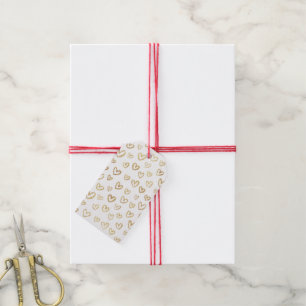 Elegantes Gold Hearts Muster auf Weiß Geschenkanhänger