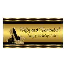 Elegantes Gold High Heel Geburtstagsparty Banner
