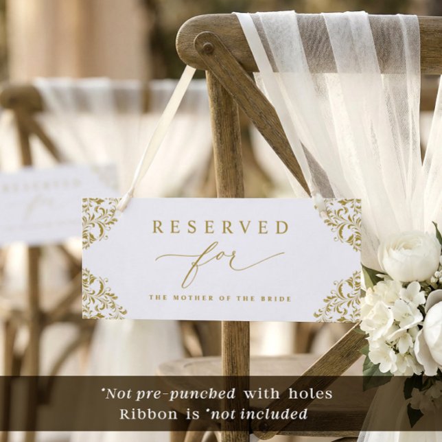 Elegantes Gold Hochzeit reserviert Stuhl oder Row- (Elegant vintage gold wedding reserved cards to hang on chairs)