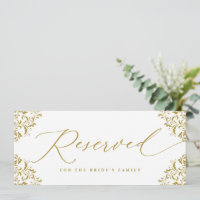 Elegantes Gold Hochzeit reserviert Stuhl oder Row-