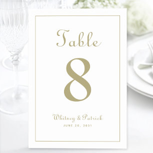 Elegantes Gold Hochzeitstisch Tischtennis Tischnummer