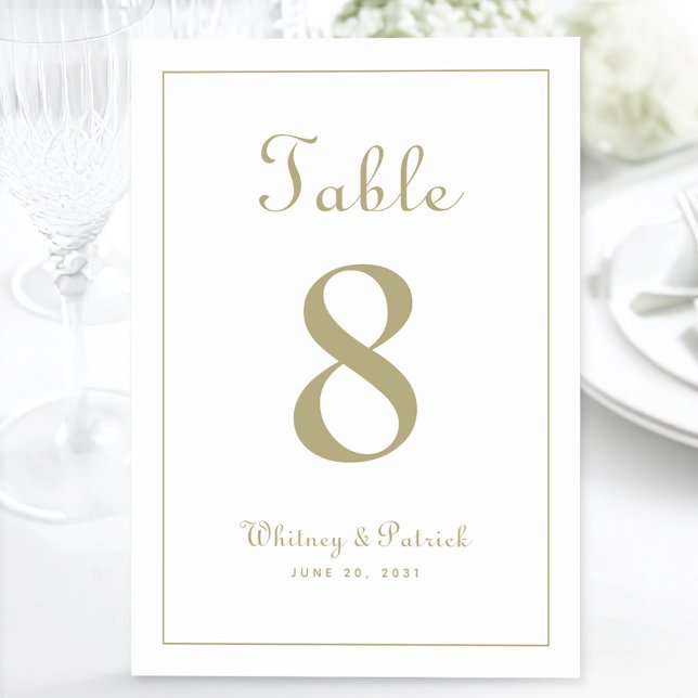 Elegantes Gold Hochzeitstisch Tischtennis Tischnummer (Elegant Gold Wedding Reception Table Formal Dinner Table Number)