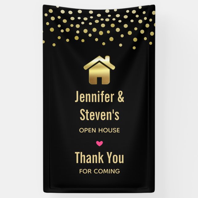 Elegantes Gold House Symbol Housewarming Open Hous Banner (Vertikal)