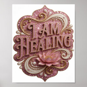 Elegantes Gold I AM HEALING Poster