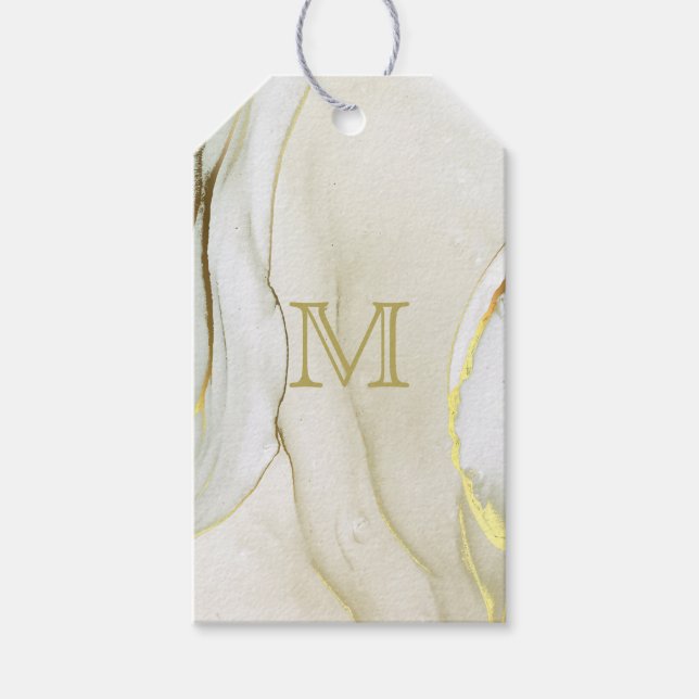 Elegantes Gold Ink Abstraktes Muster Monogramm Geschenkanhänger (Vorderseite)
