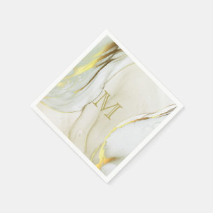 Elegantes Gold Ink Abstraktes Muster Monogramm Serviette