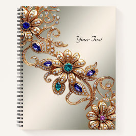 Elegantes Gold Jewel Blume Notebook Notizbuch